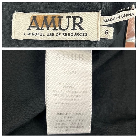 AMUR Uma Dress Wool Glen Plaid Puff Sleeve Asymmetrical Academia Preppy Career - Picture 14 of 16